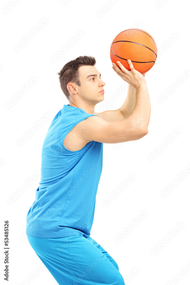 Basketball player about to score a point