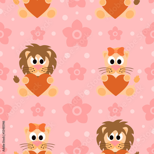Wallpaper Mural Seamless background with funny lions Torontodigital.ca