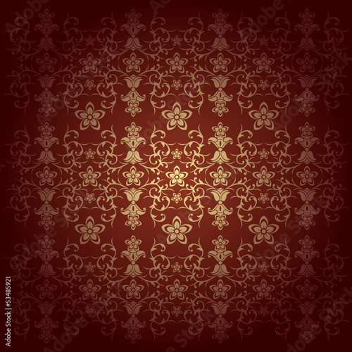 Baroque background vector with flowers