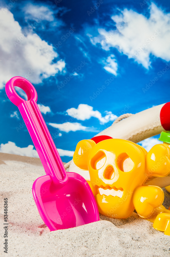 Vivid composition with sand and beach stuff