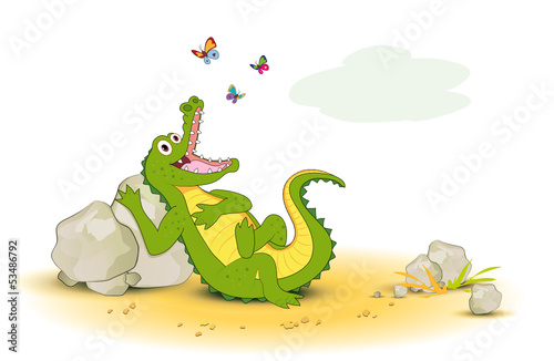 Krokodil mit Schmetterlinge