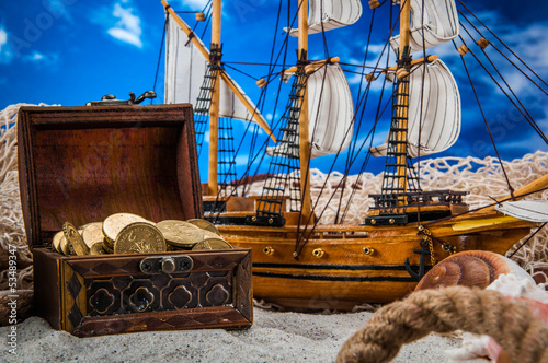 Decorative summer composition with hard light, vivid colors