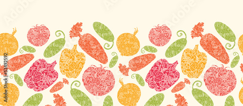 Vector textured vegetables horizontal seamless pattern