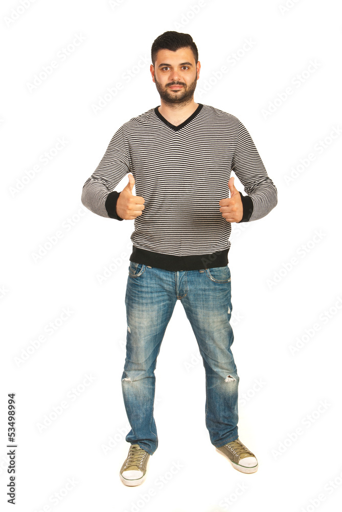 Casual man giving thumbs Casual man giving thumbs