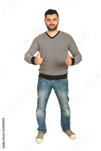 Casual man giving thumbs