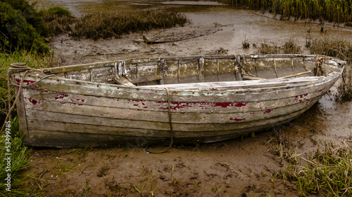 Decaying old rowing boat