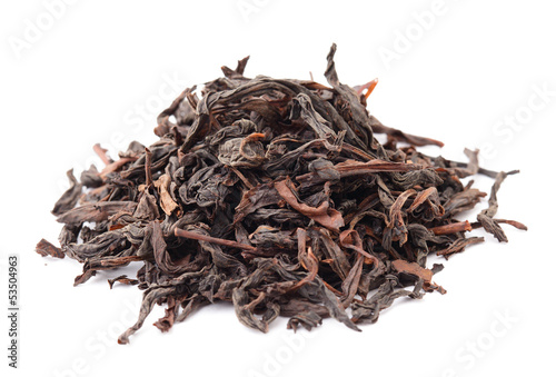 Chinese black tea isolated on white background