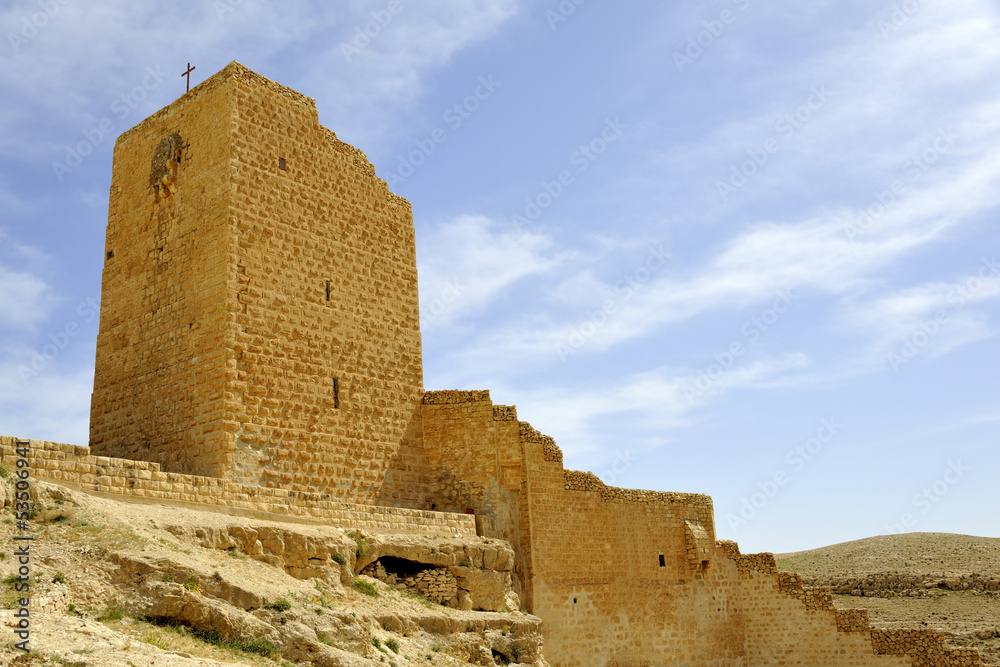 Wall tower of Mar Saba convent.