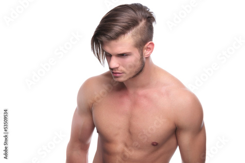 topless fashion man with nice hairdo