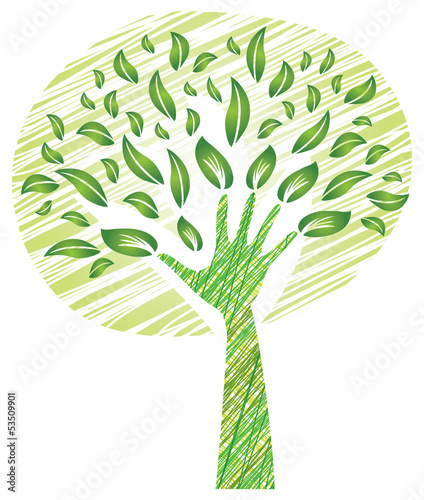 Arbre et Feuillage - Tronc en forme de Main