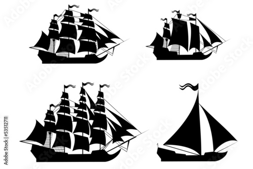 Vector ships set with separate editable elements.
