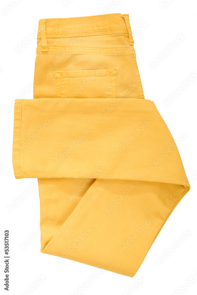 Folded yellow jeans