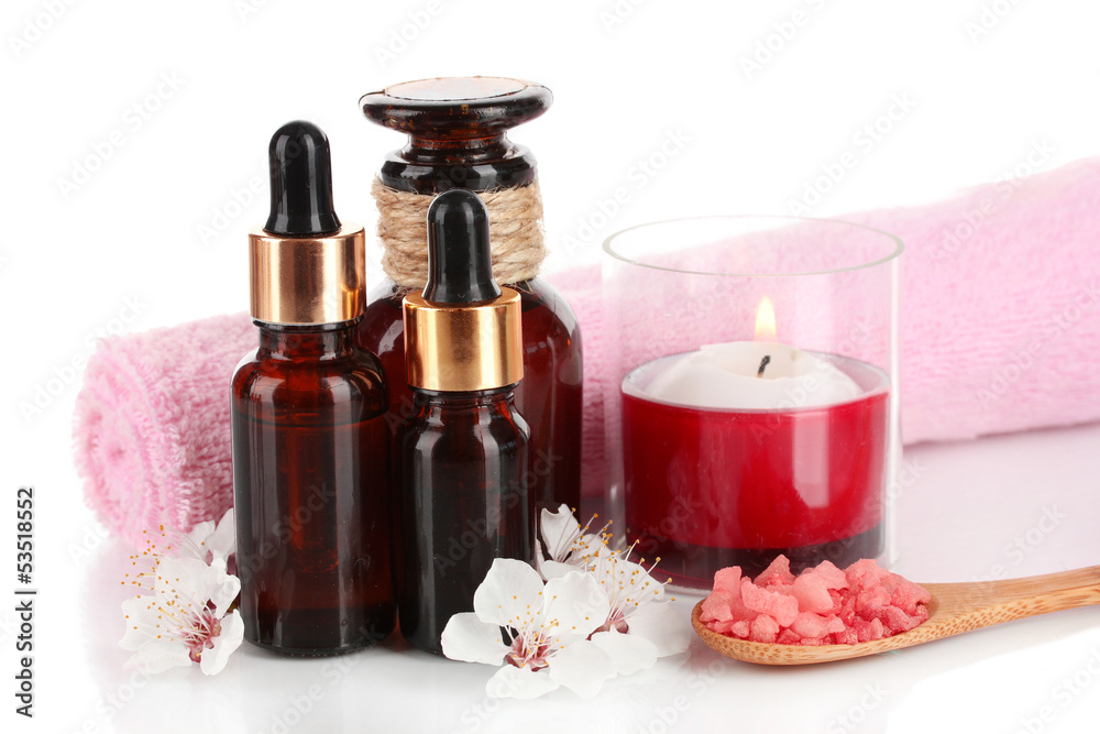 Spa composition with aroma oils isolated on white