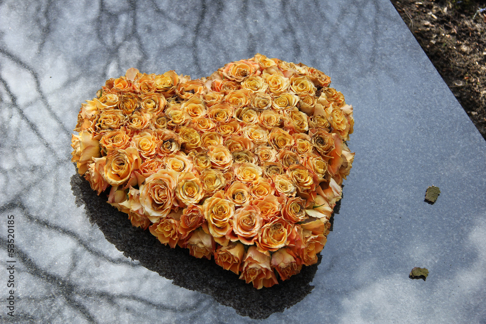 Fototapeta premium Heart shaped sympathy flowers