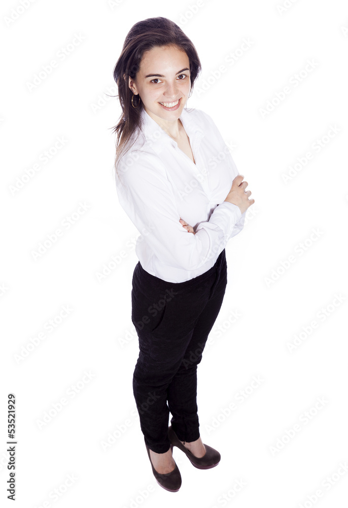 Successful business woman with arms crossed - isolated over whit Successful business woman with arms crossed - isolated over whit