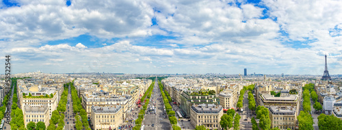 Paris, panoramic view of from Arc de Triomphe. France #53522544