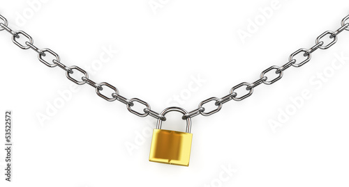3d padlock and chain isolated