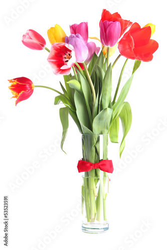 Wallpaper Mural Beautiful tulips in bouquet isolated on white Torontodigital.ca