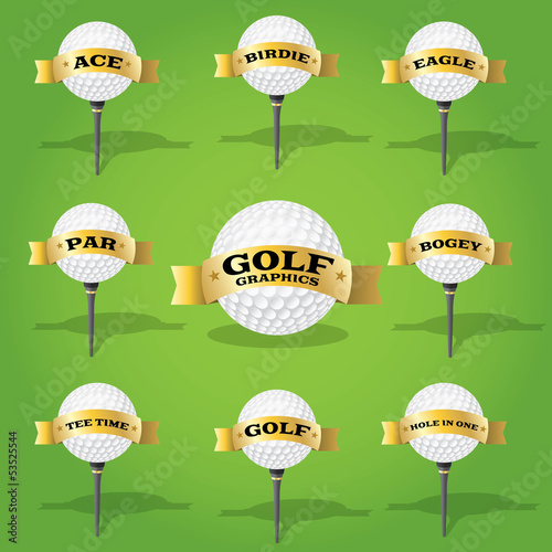Golf ball and banner design elements