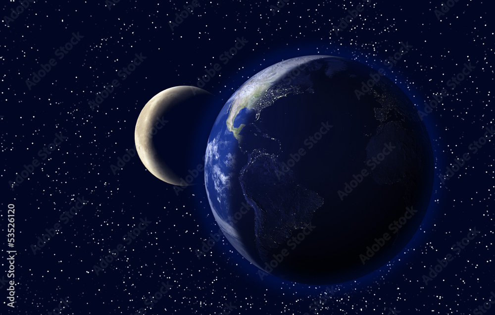 Obraz premium 地球と月