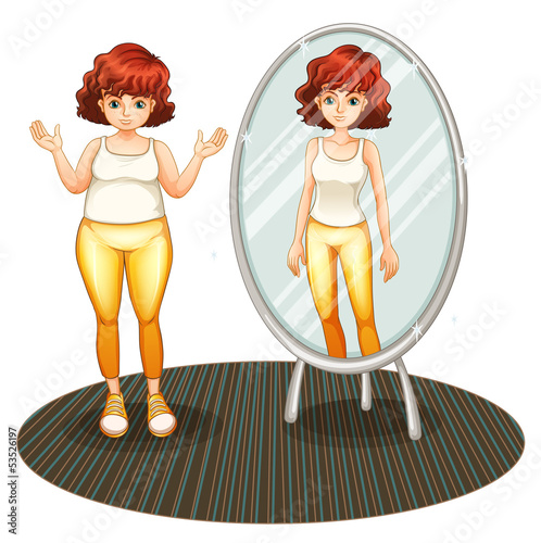 A fat girl and her skinny reflection