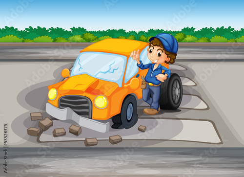 A car crash at the pedestrian lane