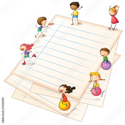 Children playing at the paper borders