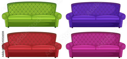 Four colorful sofas