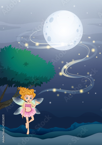 A night angel floating in the middle of the night