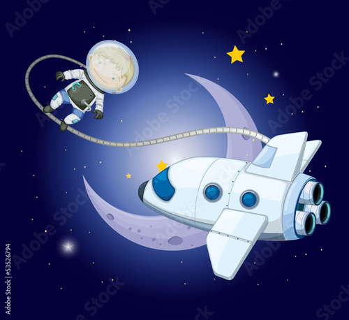 A young explorer near the moon