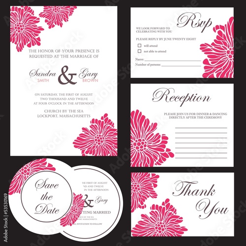 Set of wedding invitation cards