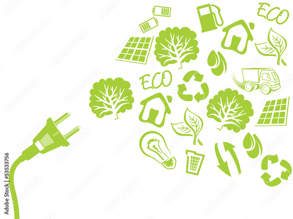 Obraz premium green plug - electric power concept