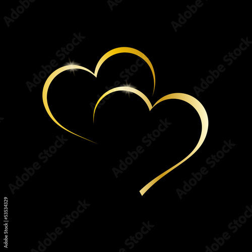 Vector golden 	Logo two hearts
