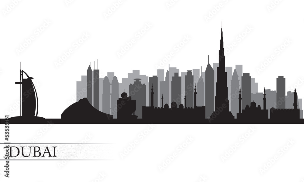 Dubai city skyline silhouette