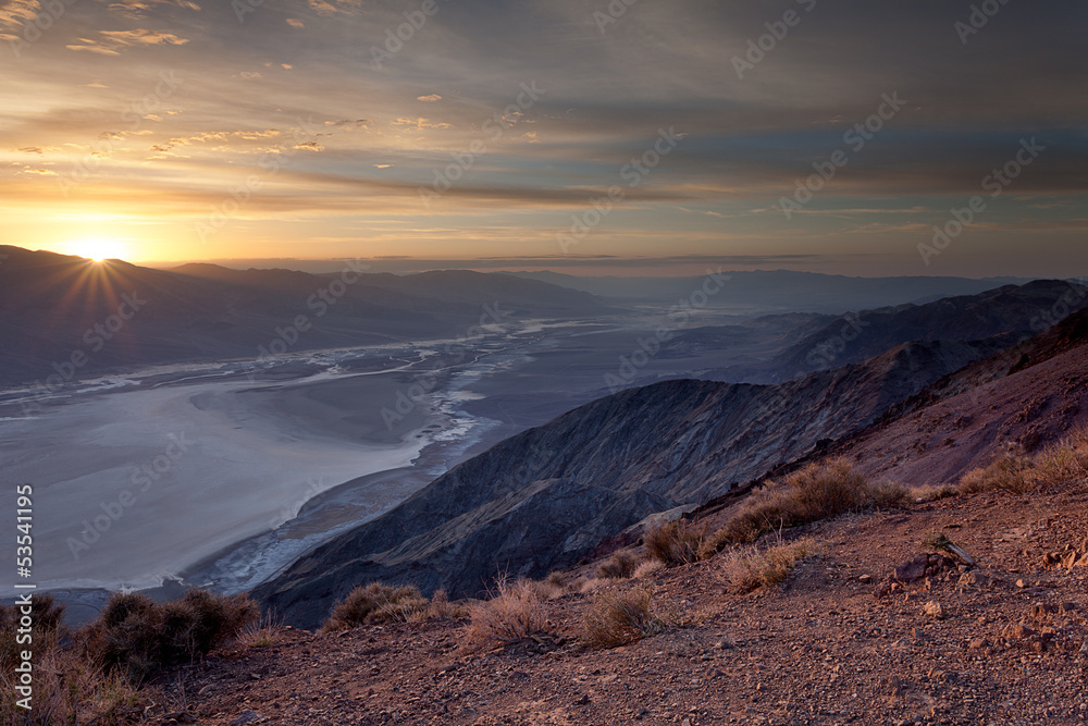 Sunbeams over Badwater Basin, Death Valley