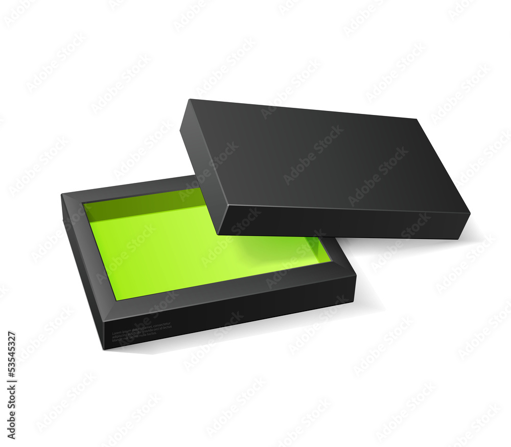 3D Modern Candy Open Box, Black And Green: EPS10 3D Modern Candy Open Box, Black And Green: EPS10