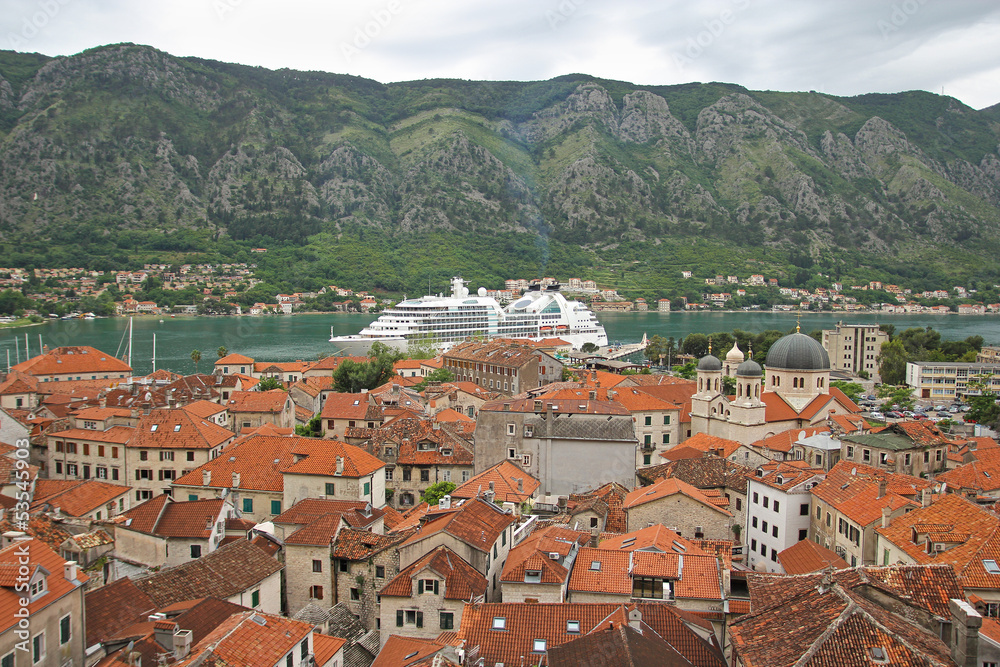 Cruise ship in Boka Kotorska bay, Montenegro