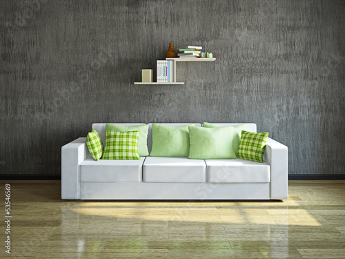 White sofa near the wall