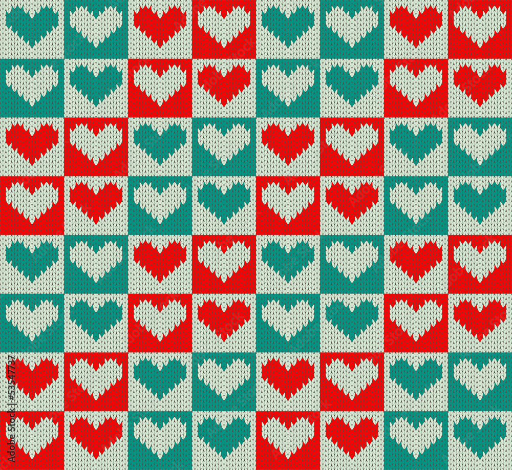 Knit pattern with hearts Knit pattern with hearts