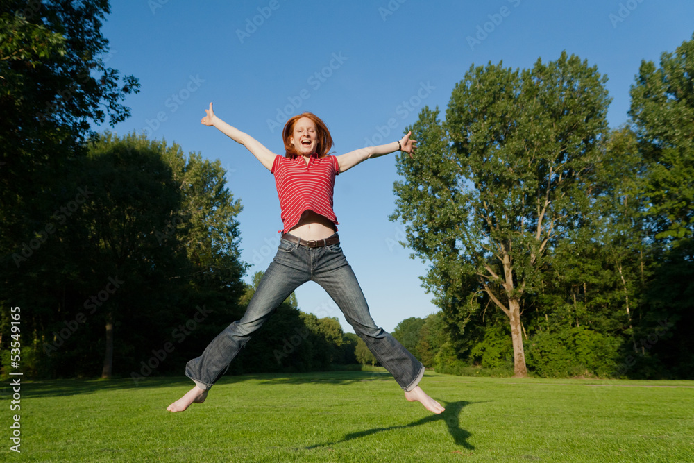 A free woman jumping
