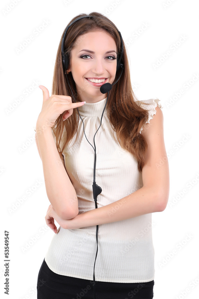Call center operator isolated on white Call center operator isolated on white