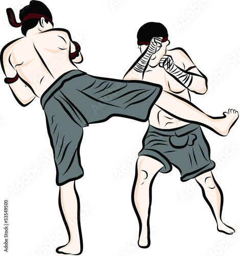 hand drawn Thai martial arts and muay thai boran 