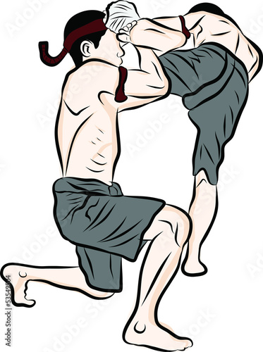 hand drawn Thai martial arts and muay thai boran 