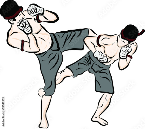 hand drawn Thai martial arts and muay thai boran 
