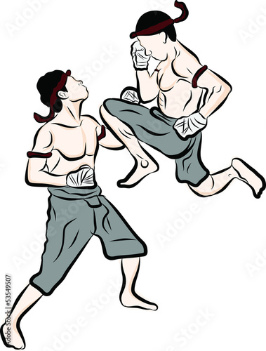 hand drawn Thai martial arts and muay thai boran 