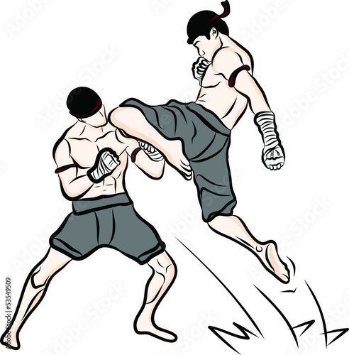 hand drawn Thai martial arts and muay thai boran 