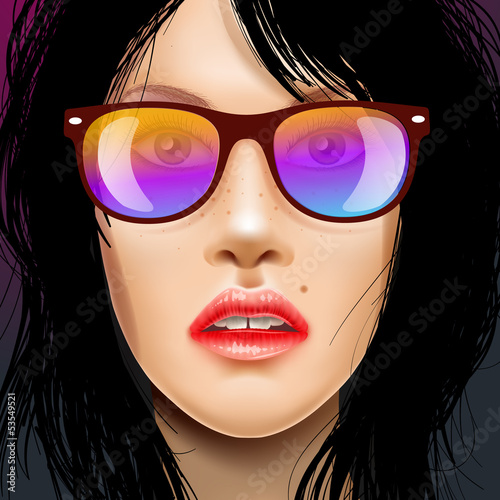 Woman beauty face in sunglasses, vector Eps10 illustration. © Ivan Kopylov