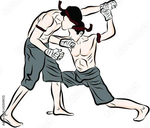 hand drawn Thai martial arts and muay thai boran 