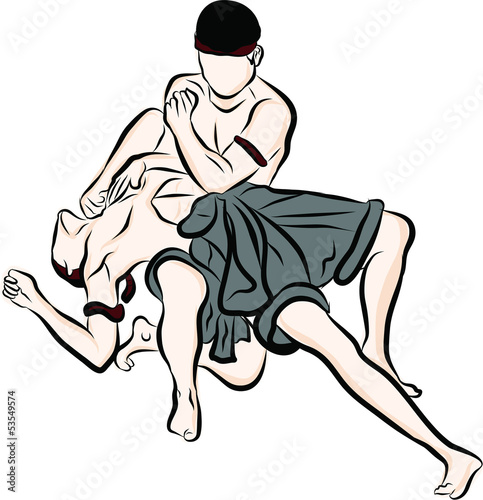 hand drawn Thai martial arts and muay thai boran 