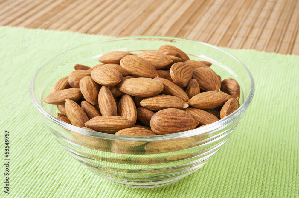 Dish of Raw Almonds